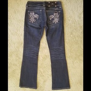 Miss Me distressed rhinestone Fleur de Lis Jeans